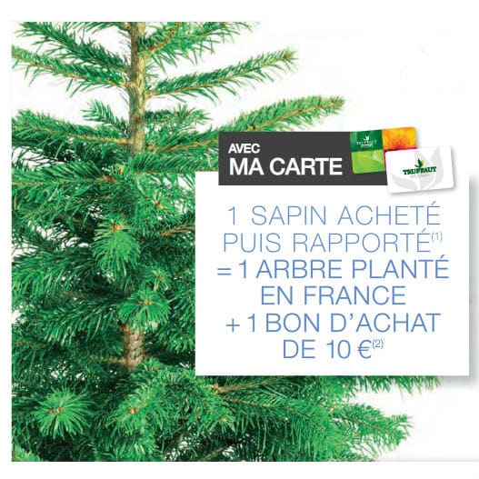 Sapin de Noël Truffaut = 10€ en bon d'achat + 1 arbre planté